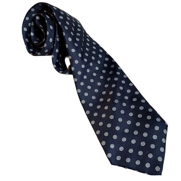 Paco Rabanne dark blue patterned silk tie - Picture 1 of 7